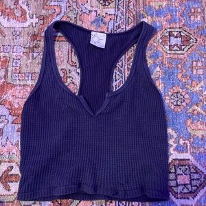Gray waffle Aerie crop top